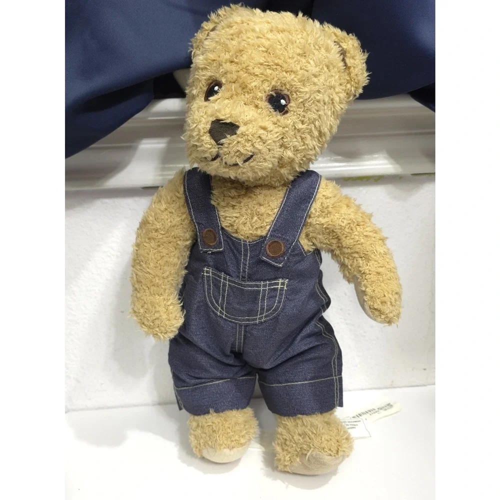 IKEA BRUMMA‎ Teddy Bear Jointed Cuddle Brown Plush in Blue Denim Overalls